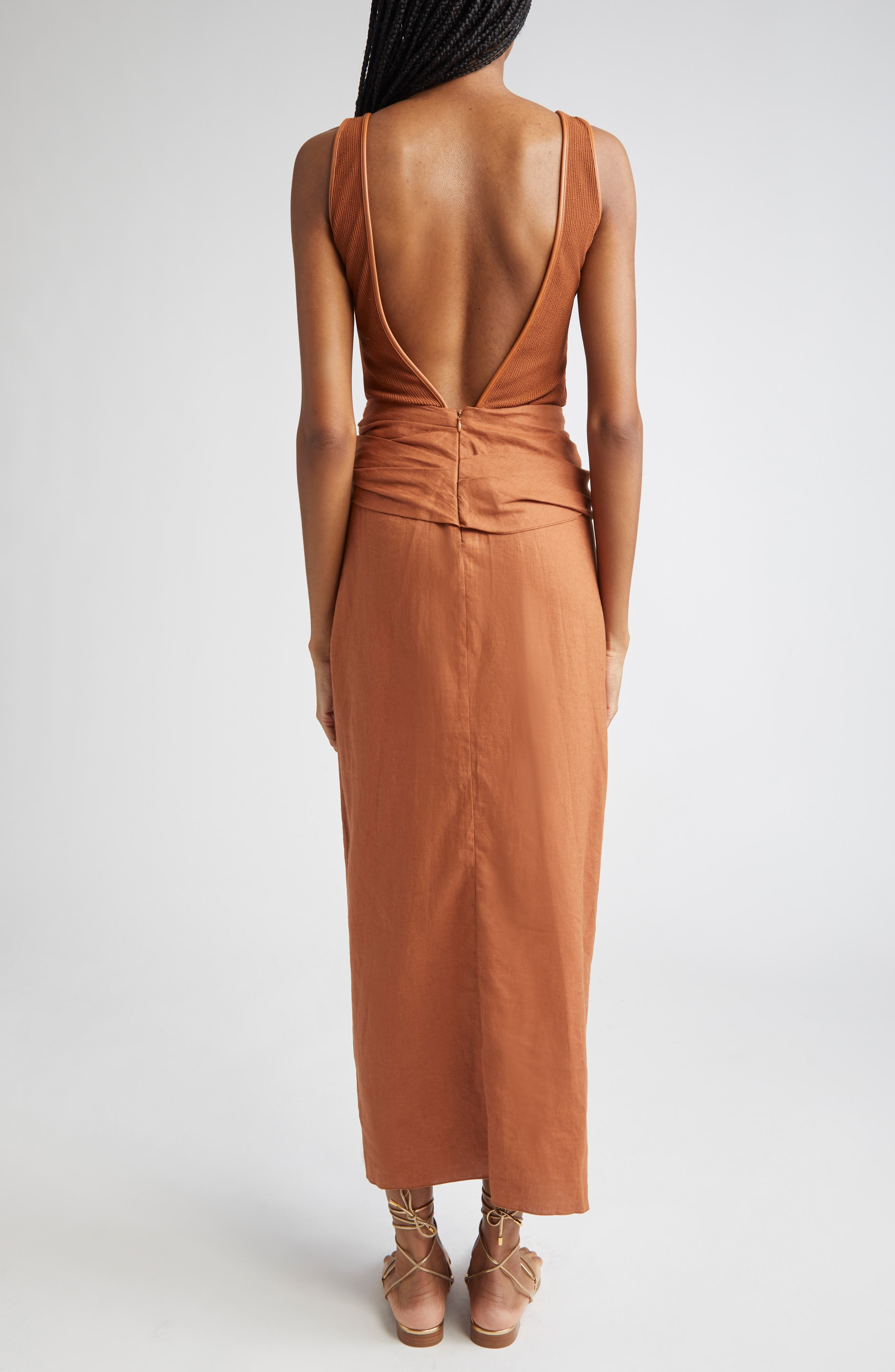 Johanna Ortiz Encanto Pacifico Mixed Media Dress in Camel at Nordstrom - 2