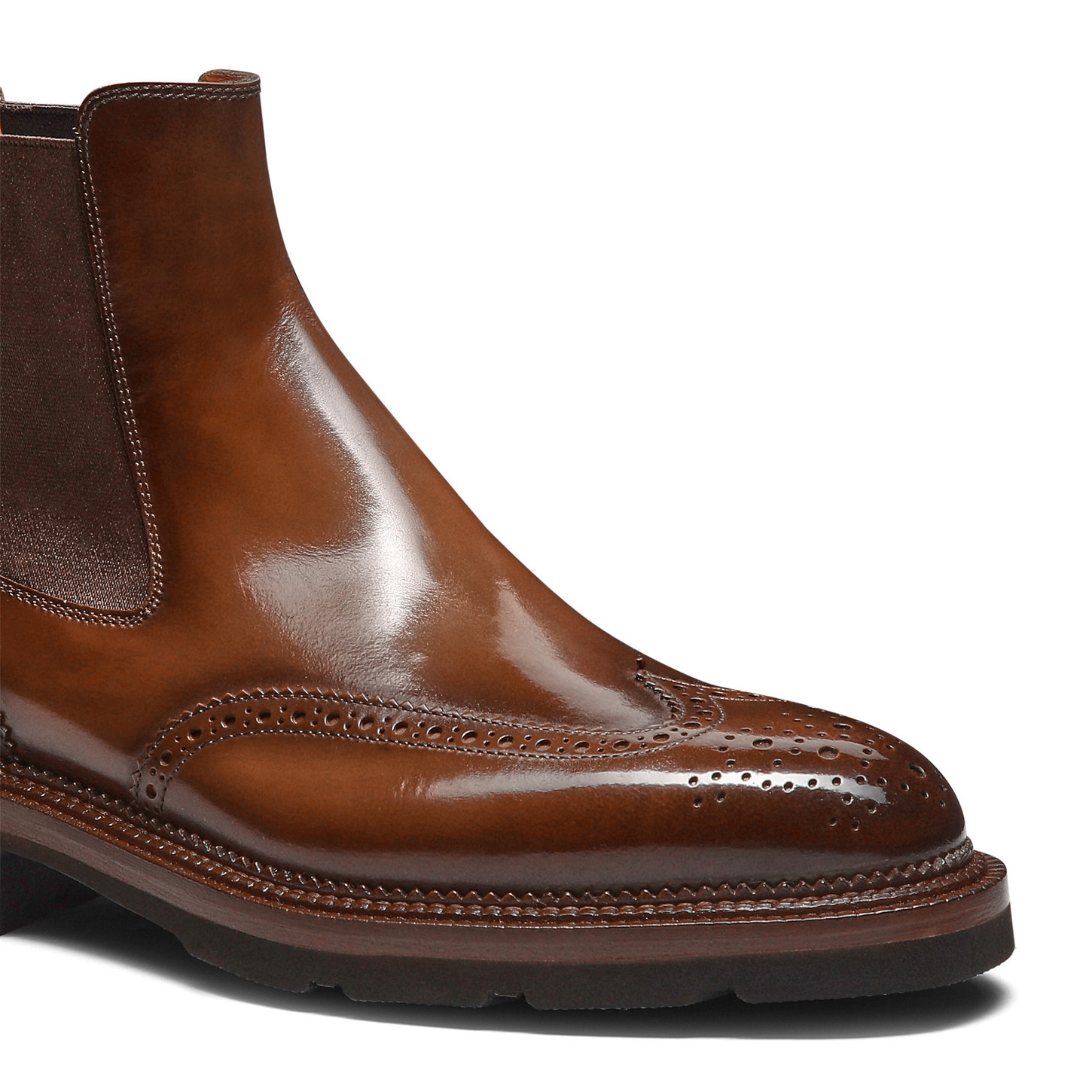 Men’s brown leather Chelsea brogue boot - 6
