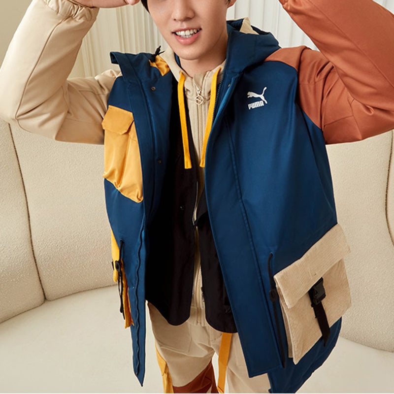 PUMA Retro Block Down Jacket 'Blue Yellow Brown' 534676-65 - 3