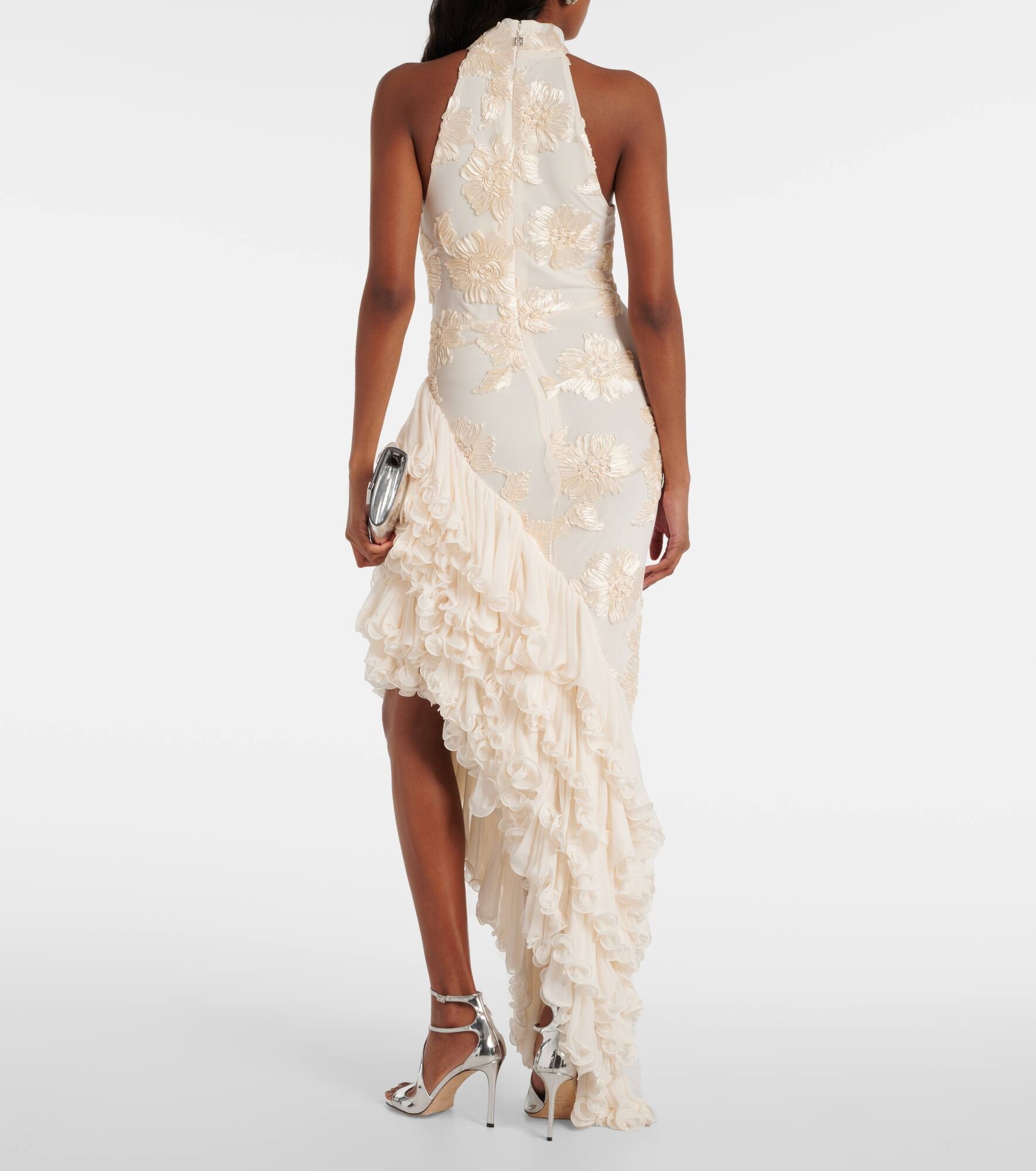 Bridal floral-appliqué maxi dress - 3