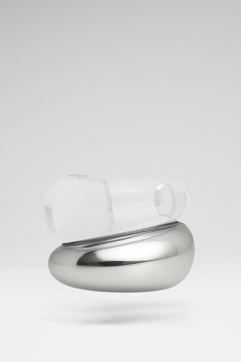GEMINI CUFFS SILVER METAL AND PLEXIGLASS BASE 1