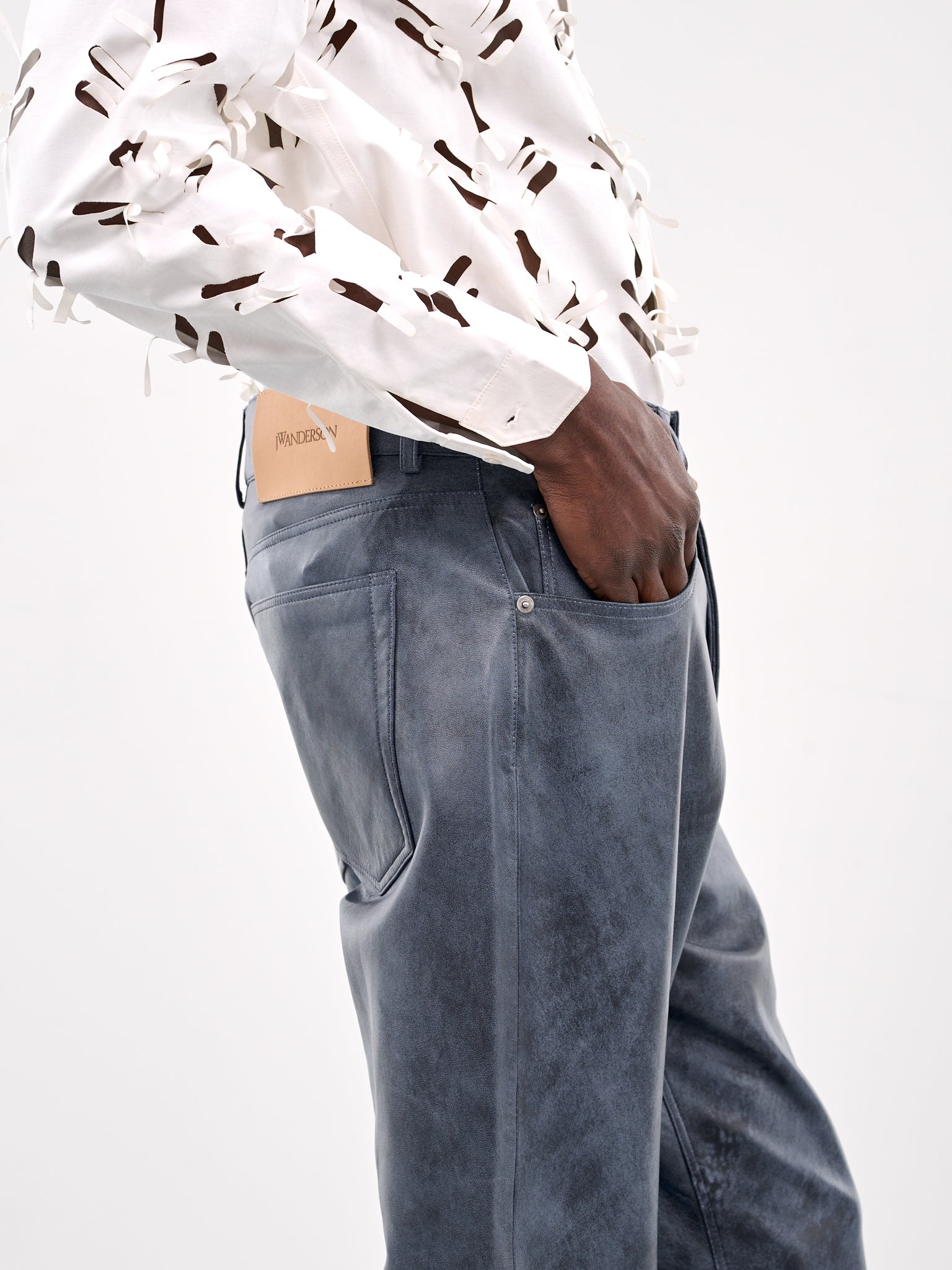 Straight Leg Lamb Leather Trousers - 4