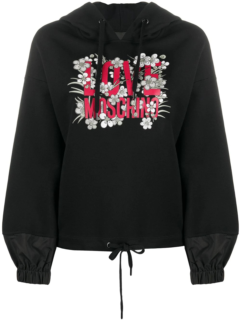 logo print drawstring hoodie - 1