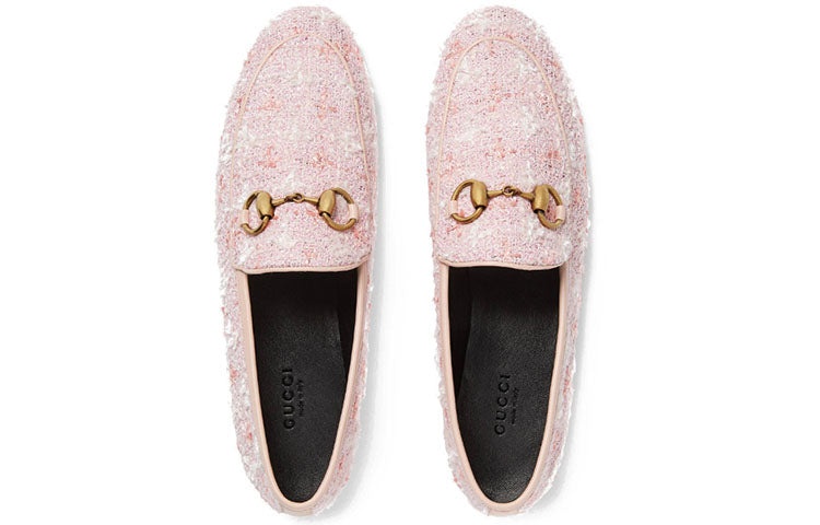 (WMNS) Gucci Jordaan Tweed Loafers 'Pink' 431467-GYV10-5760 - 3
