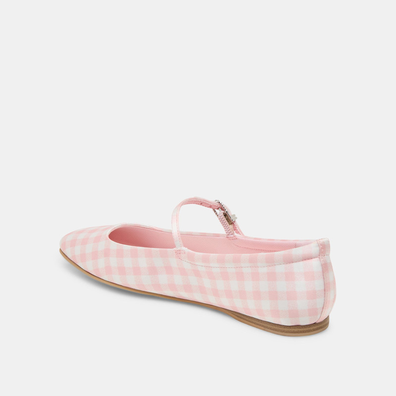 REYES X BYRDIE GOLF BALLET FLATS PINK PLAID GINGHAM 8
