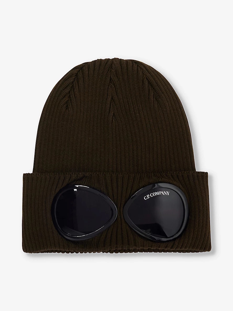 C.P. Company Goggle double lens cotton beanie hat selfridges REVERSIBLE