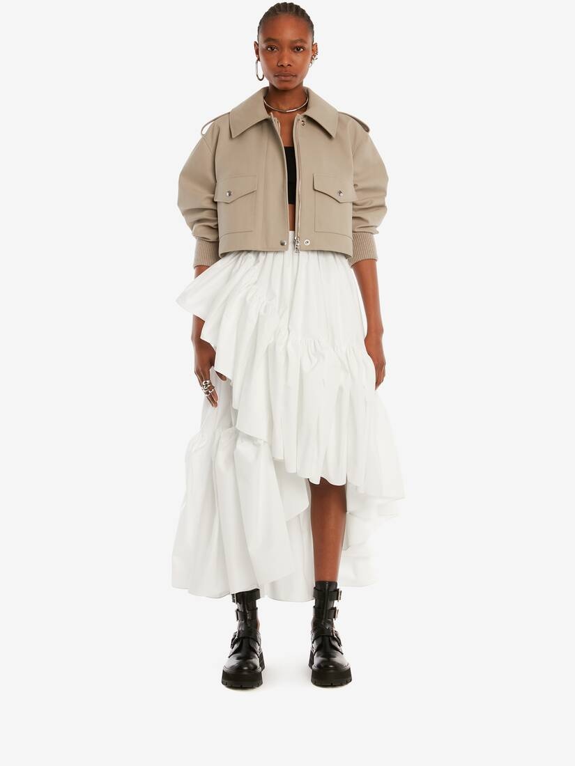 Cotton Panama Cropped Aviator Jacket in Stone - 2