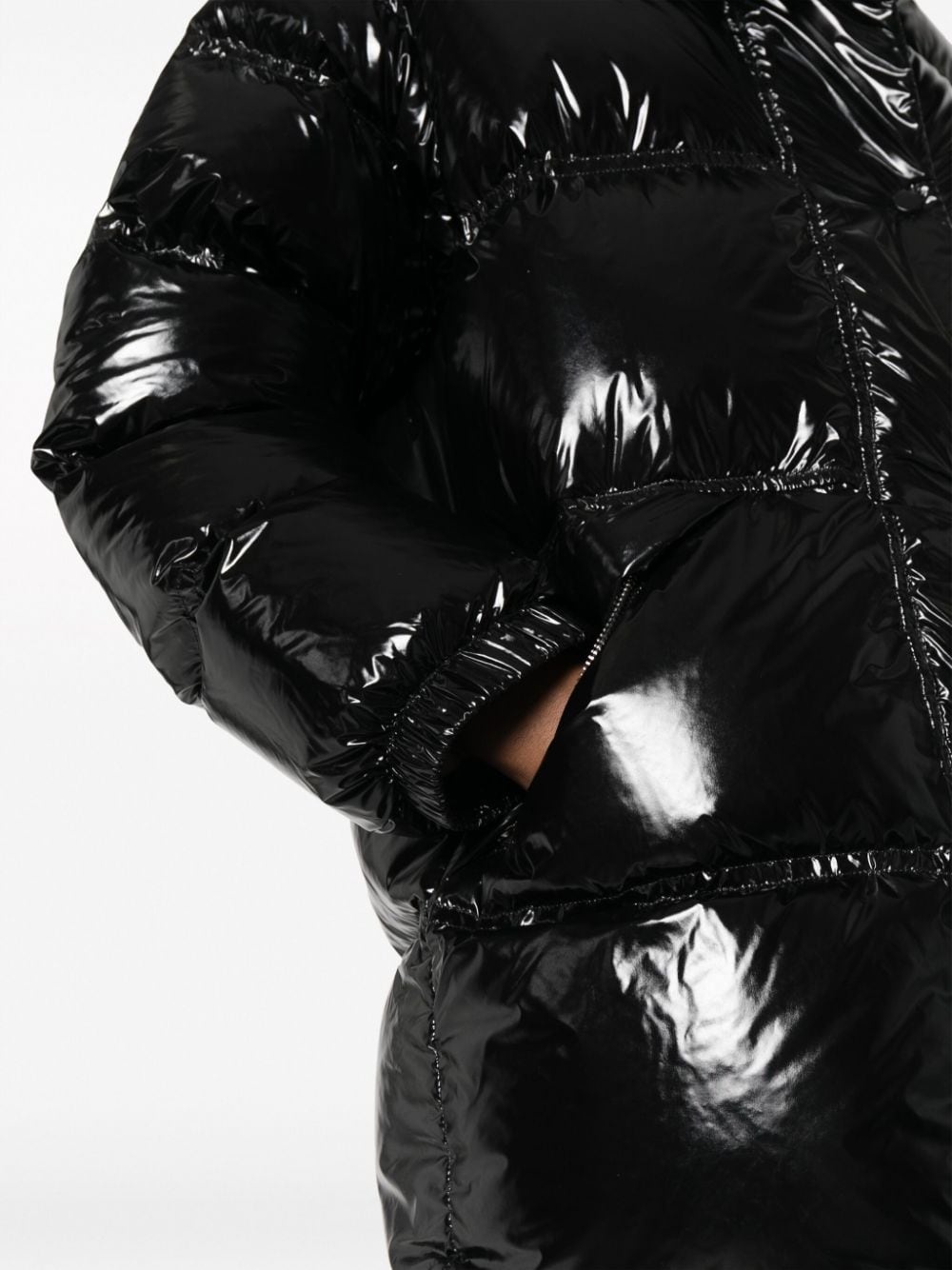 high-shine finish padded-design jacket - 5