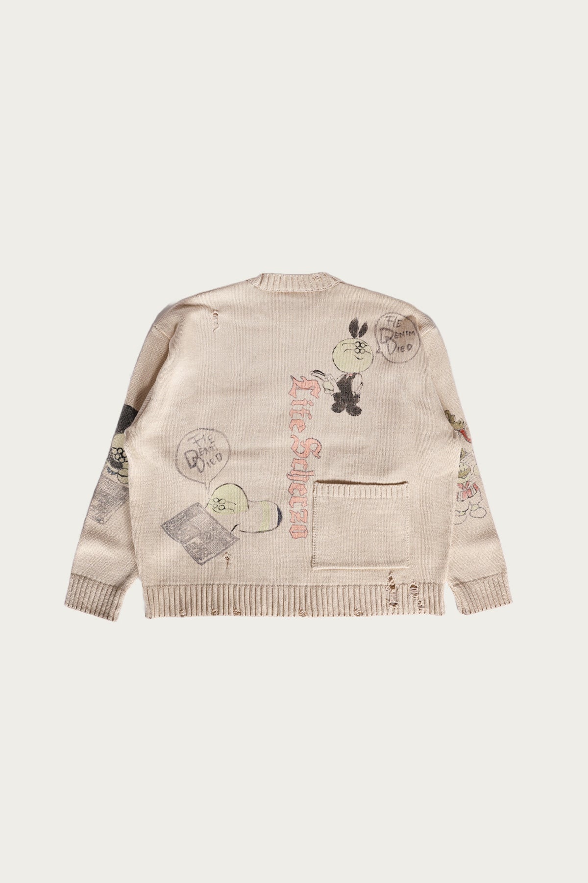 5G Cotton Knit Crew Sweater (Memorial Paint Model) - Natural - 3