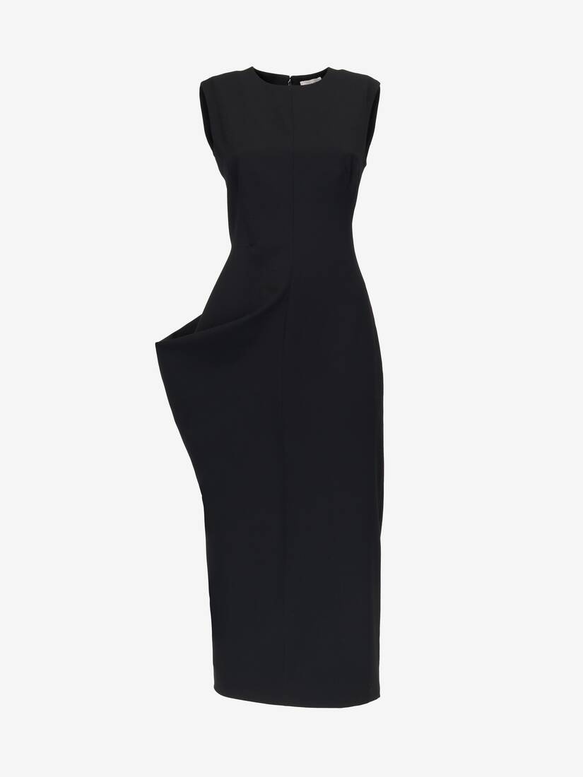 Women's Drape Detail Pencil Dress in Black - 2