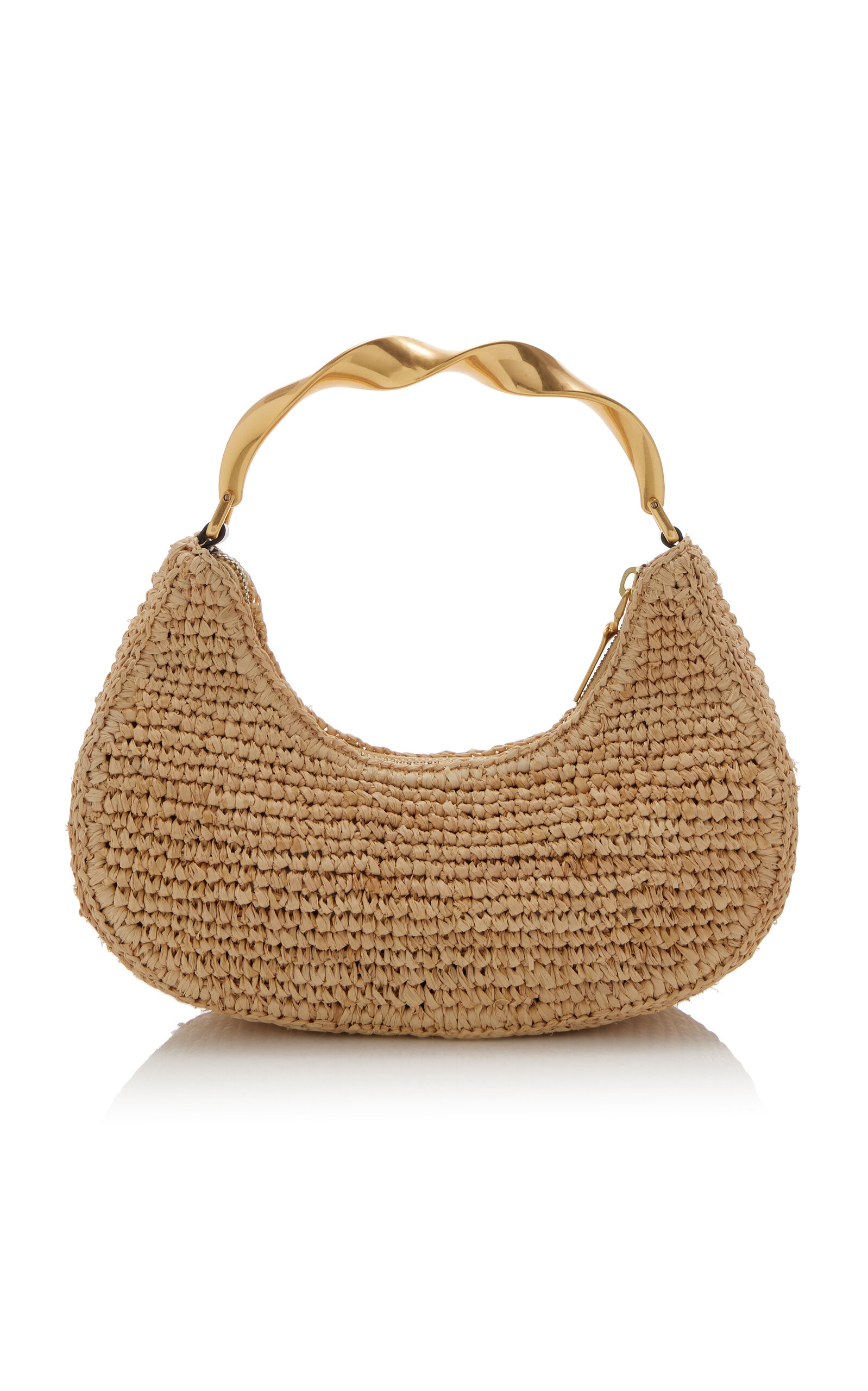 Nixi Twist Handle Raffia Shoulder Bag neutral - 3