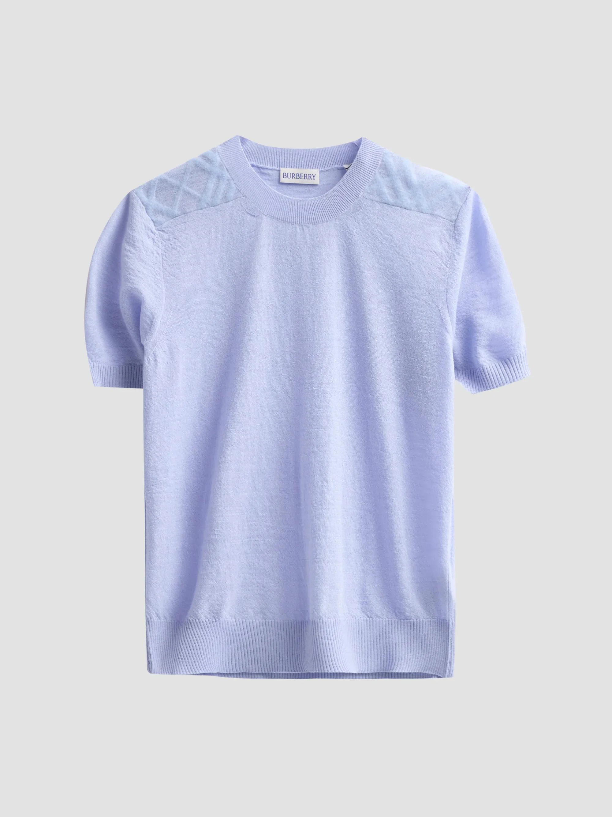 Women's Winnie Check-Shoulder Wool-Silk Top - Sunbleached Blue - 1