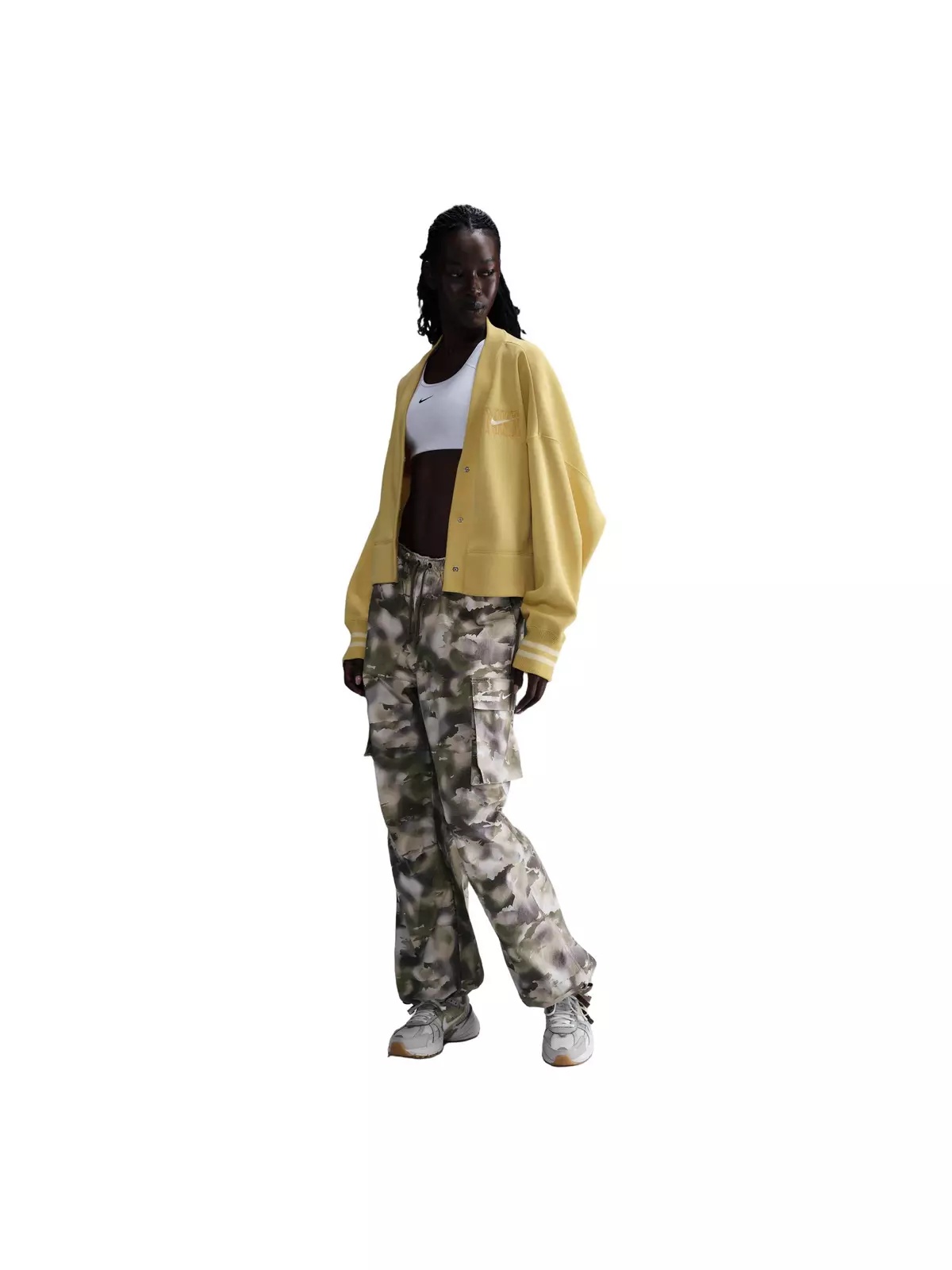 Women's Sportswear Phoenix Fleece Over-Oversized Graphic Cardigan-Yellow - 4