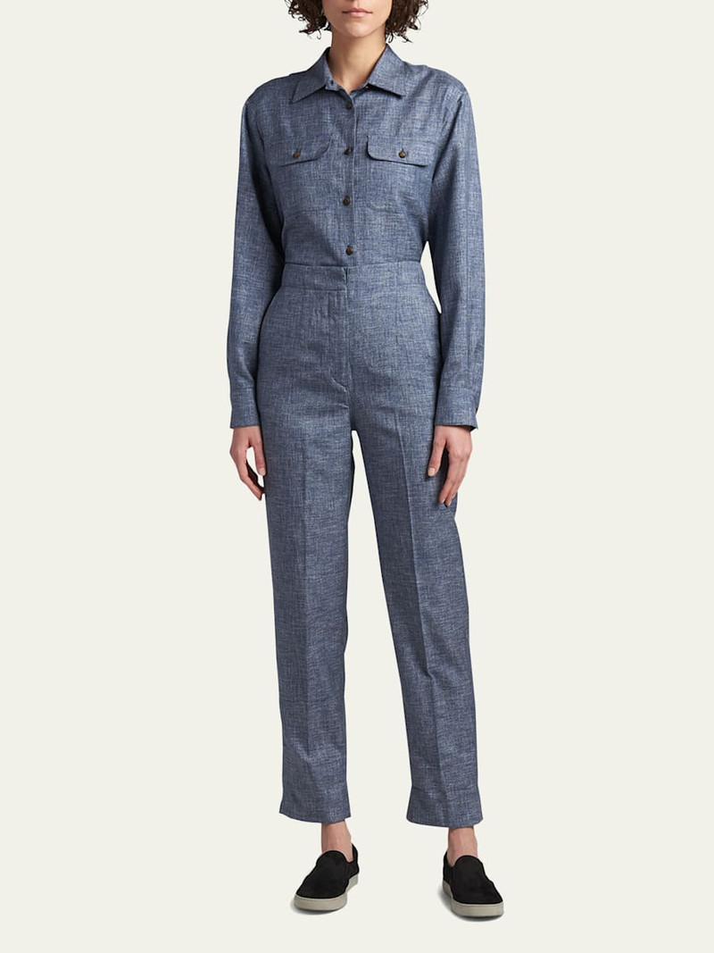 GIORGIO ARMANI Denim-Effect Silk Pants outlook