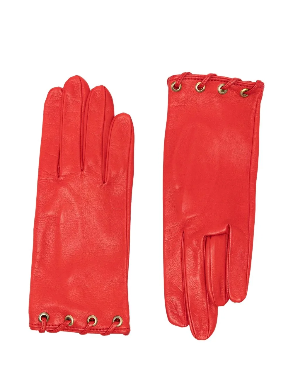 lace-detail leather gloves - 1