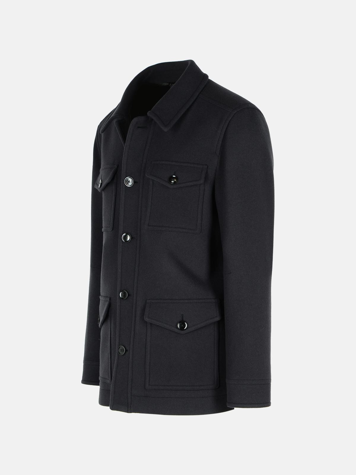 NAVY VIRGIN WOOL JACKET - 2