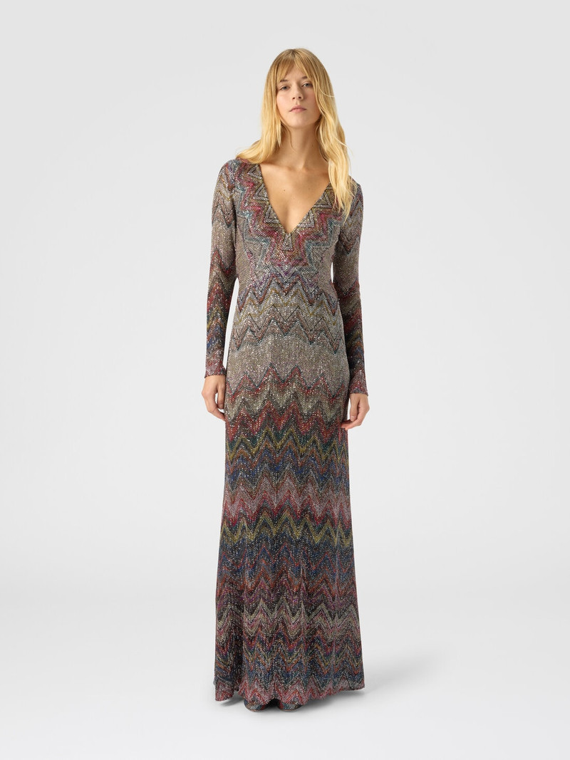 Missoni Long dress with v-neck and zigzag pattern outlook