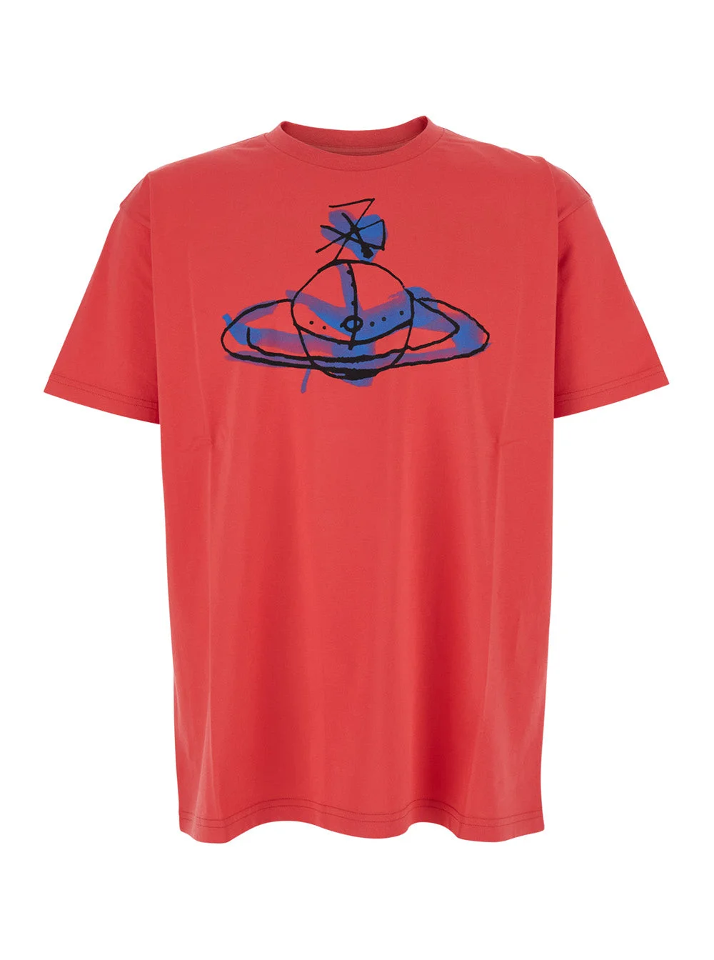 Vivienne Westwood Men Red Crewneck T-Shirt With Maxi Orb On The Front In Cotton Man - 1