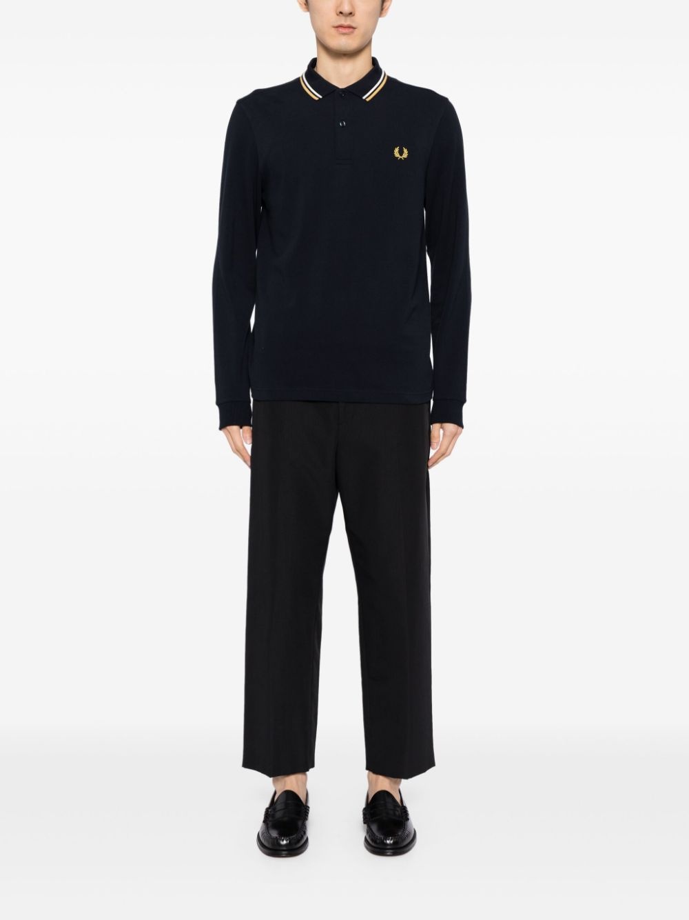 logo-embroidered long-sleeved polo shirt - 4
