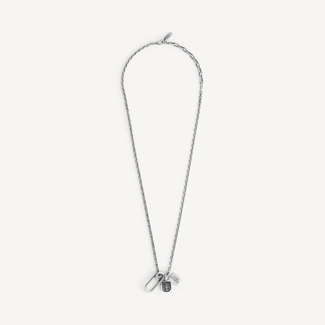 Men's Anchor Crest Charms Thin Necklace in Antique Silver - 1