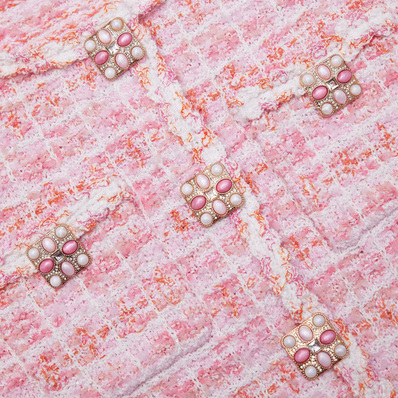 Pink Check Knit Cardigan 5