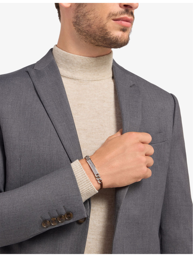 BVLGARI Bvlgari Blvgari Brand-Engraved String and Palladium-Plated Brass Bracelet outlook