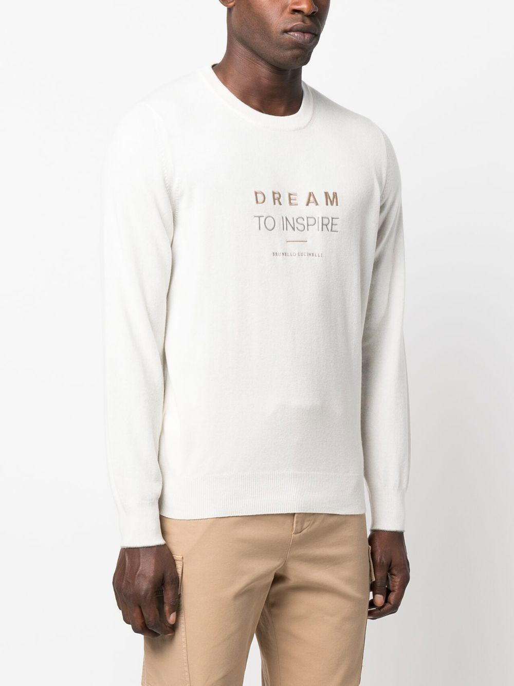 embroidered-slogan cashmere jumper - 3