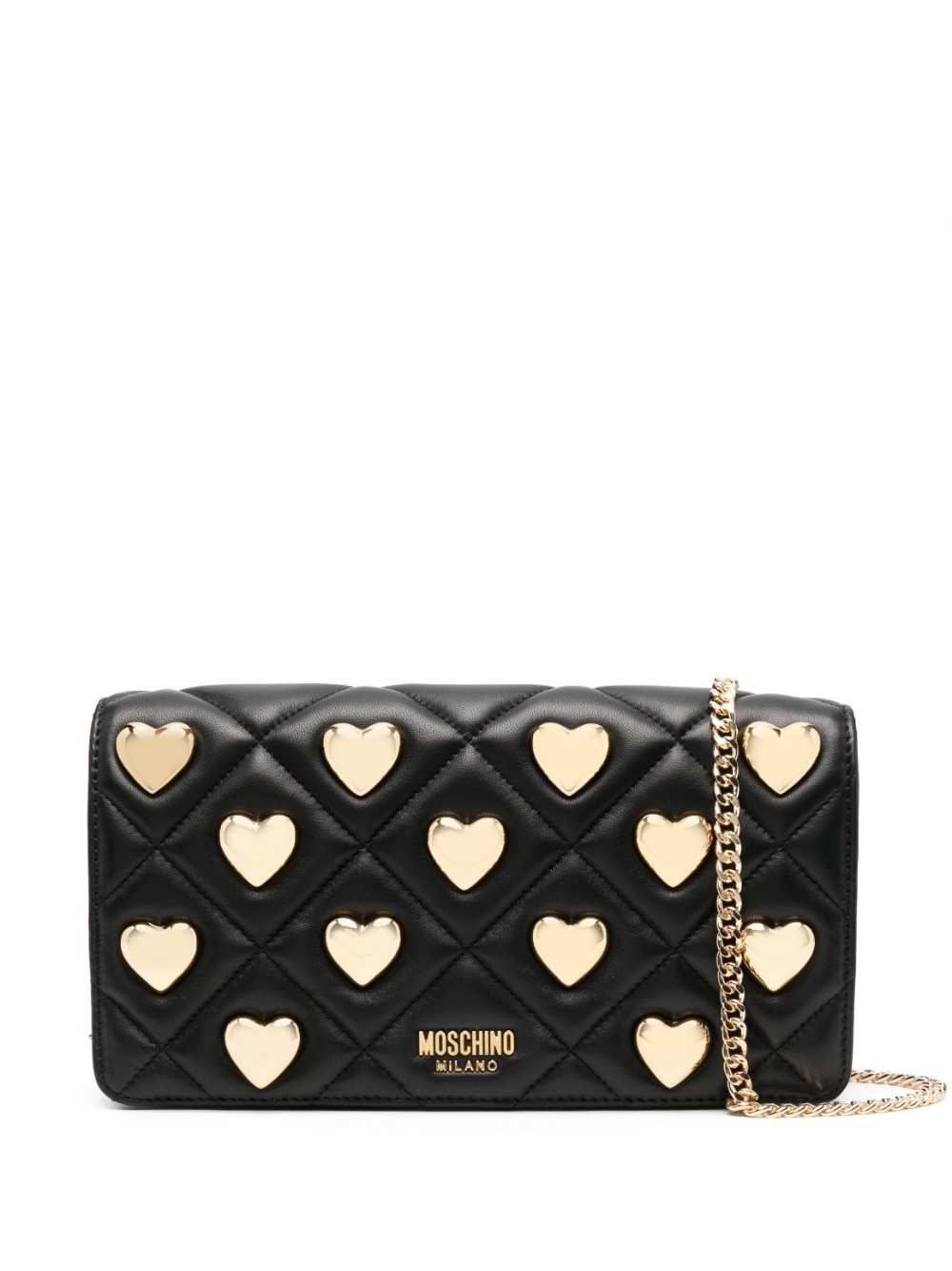 heart-appliqué quilted shoulder bag - 1