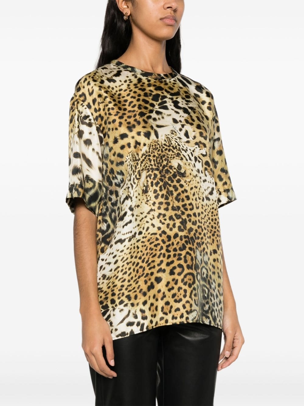 leopard-print silk blouse - 3