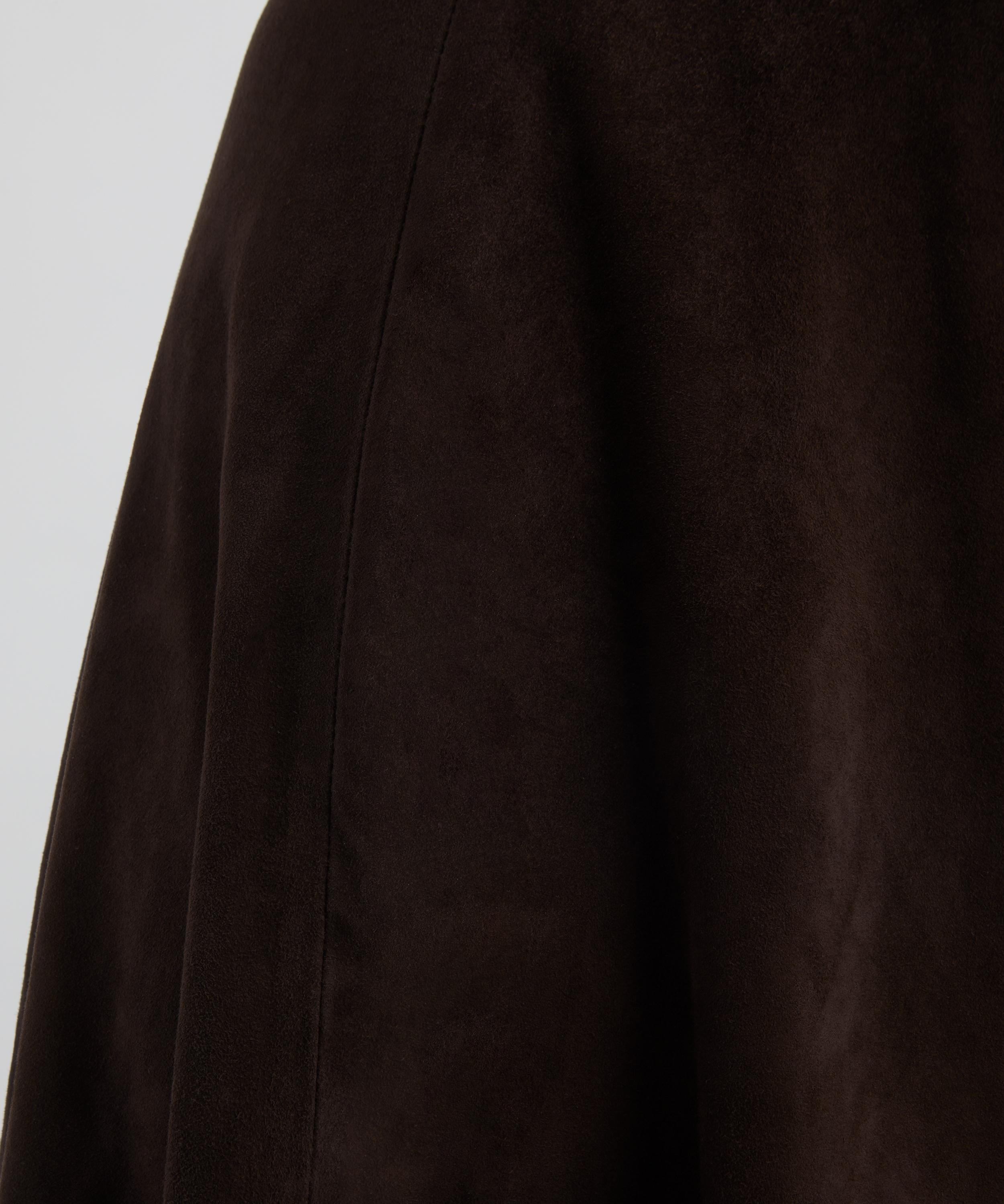 Dark Chocolate A-Line Suede Skirt - 5