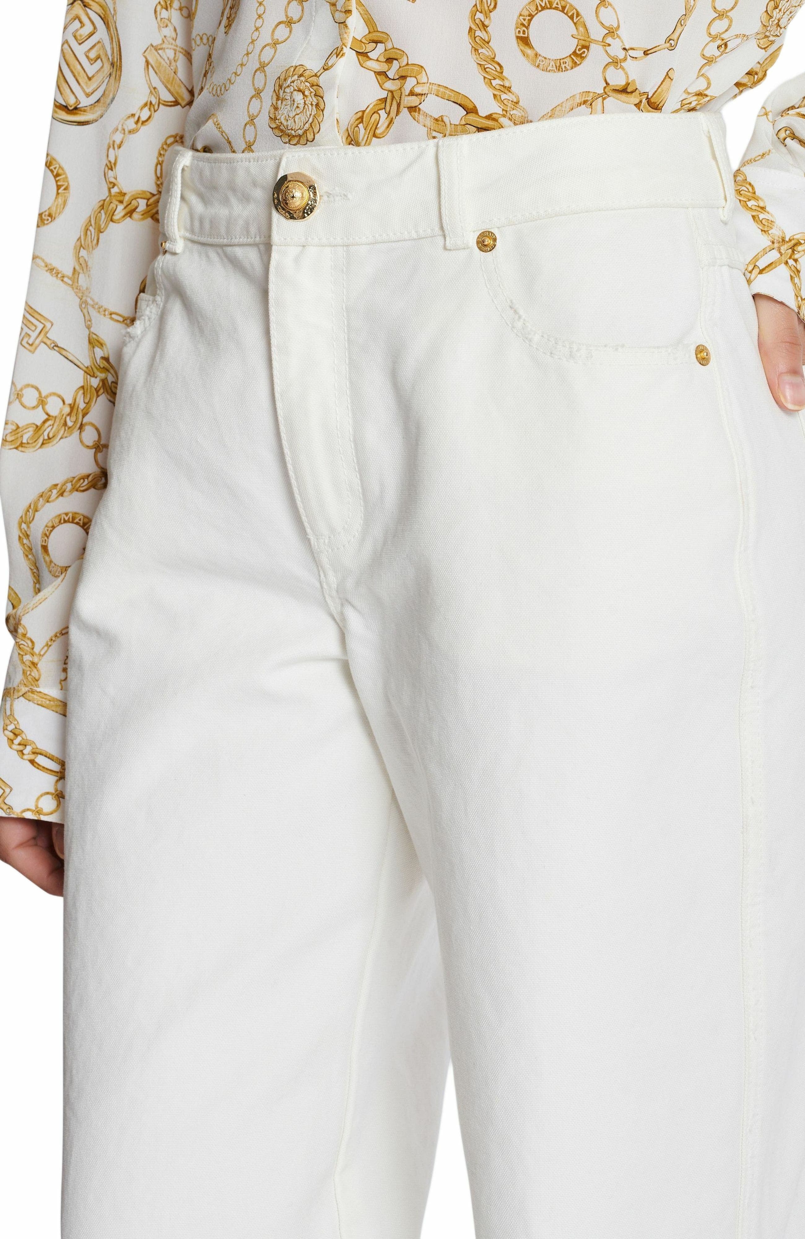 Balmain Plain denim straight-fit jeans in White at Nordstrom - 6