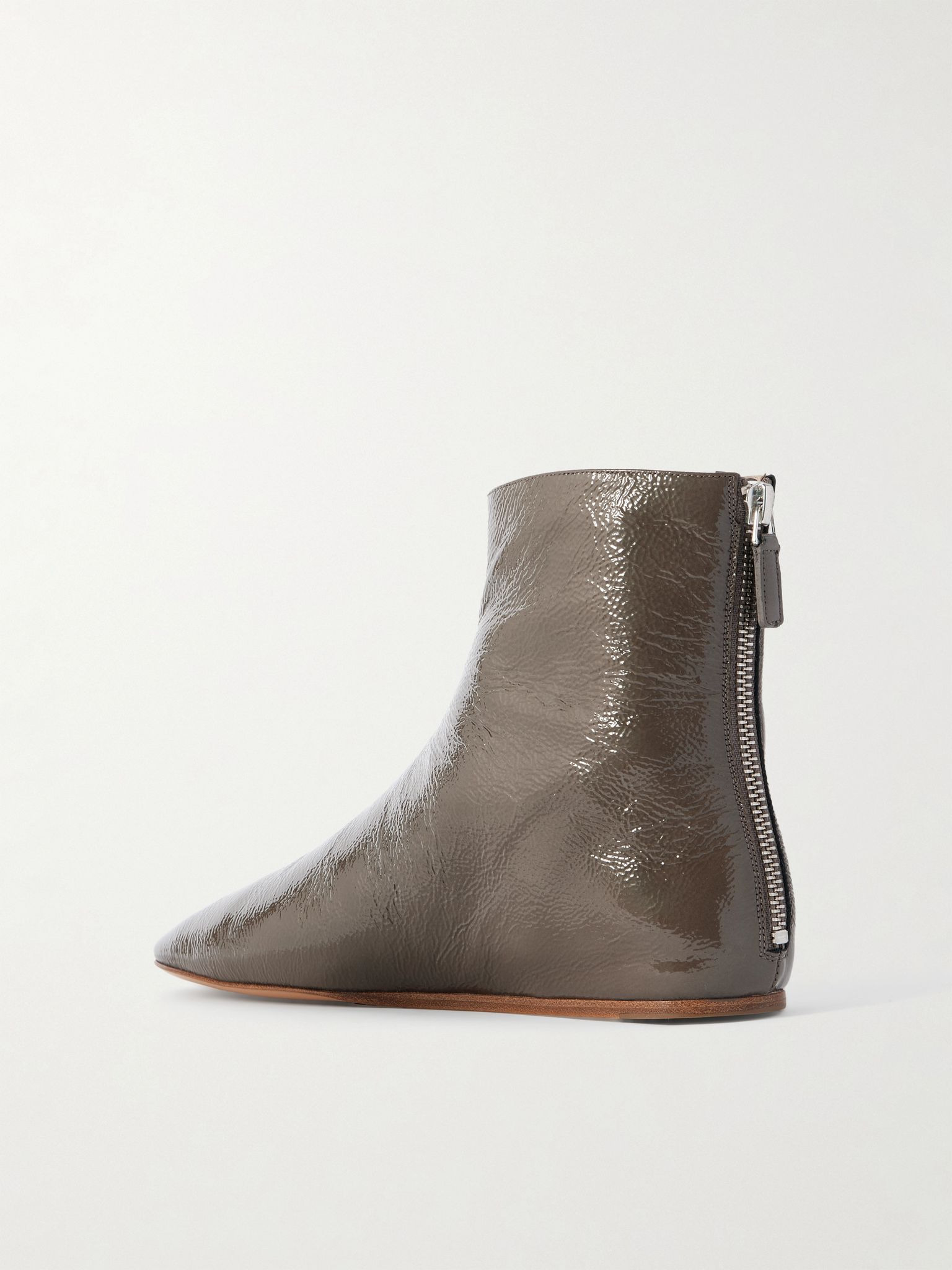 Luna glossed-leather ankle boots Taupe - 3