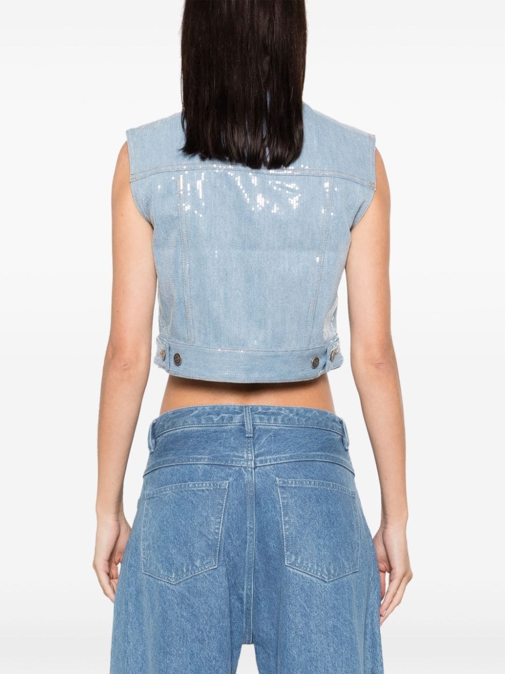 Judy sequined denim gilet - 4