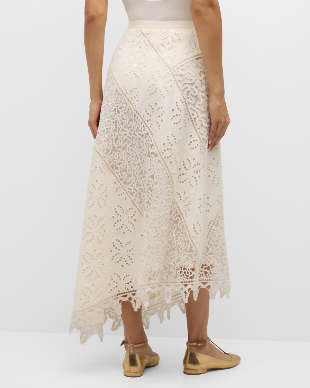 Solara Cutwork Linen Midi Skirt - 5