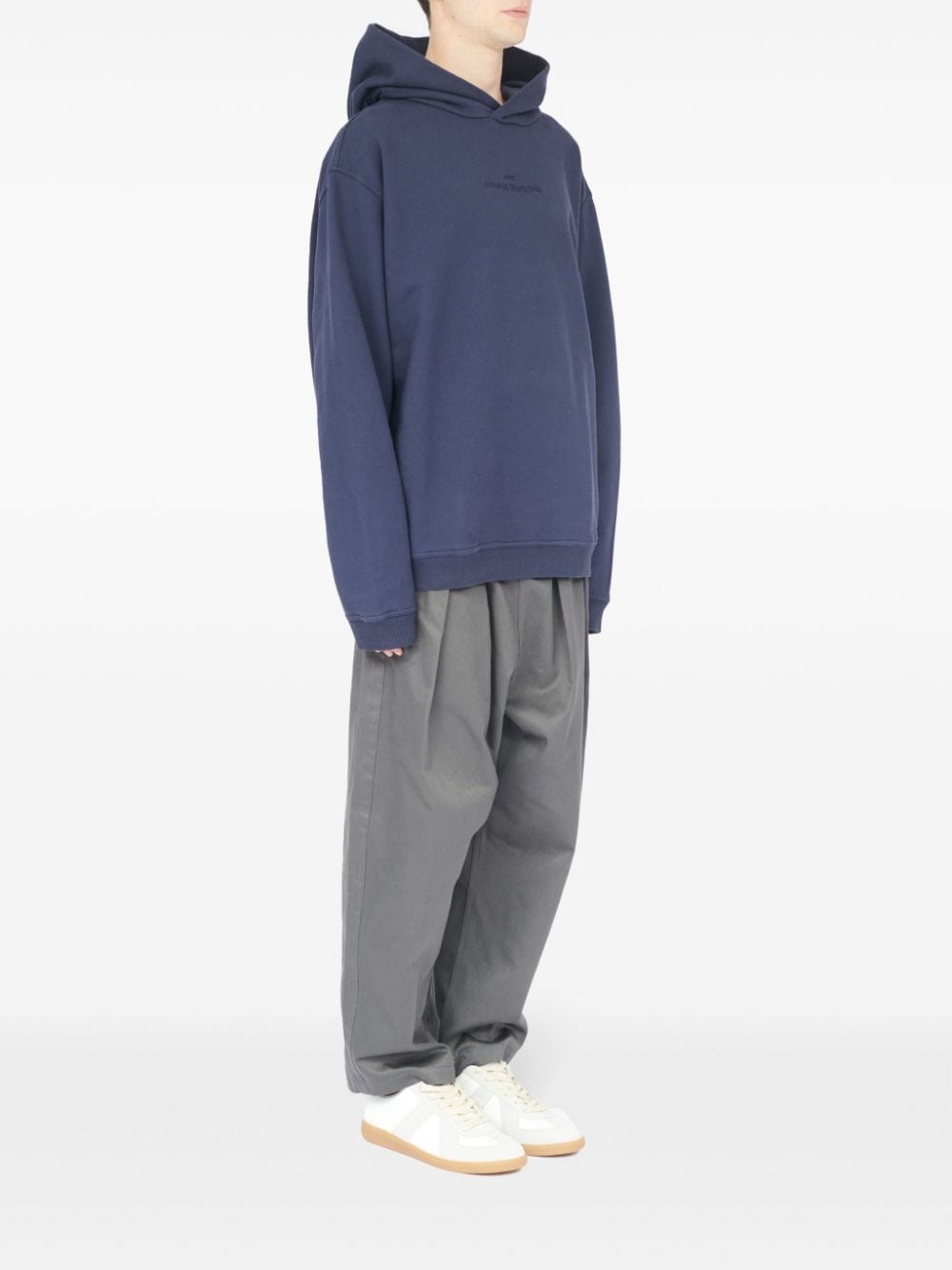 logo-embroidered cotton hoodie - 3