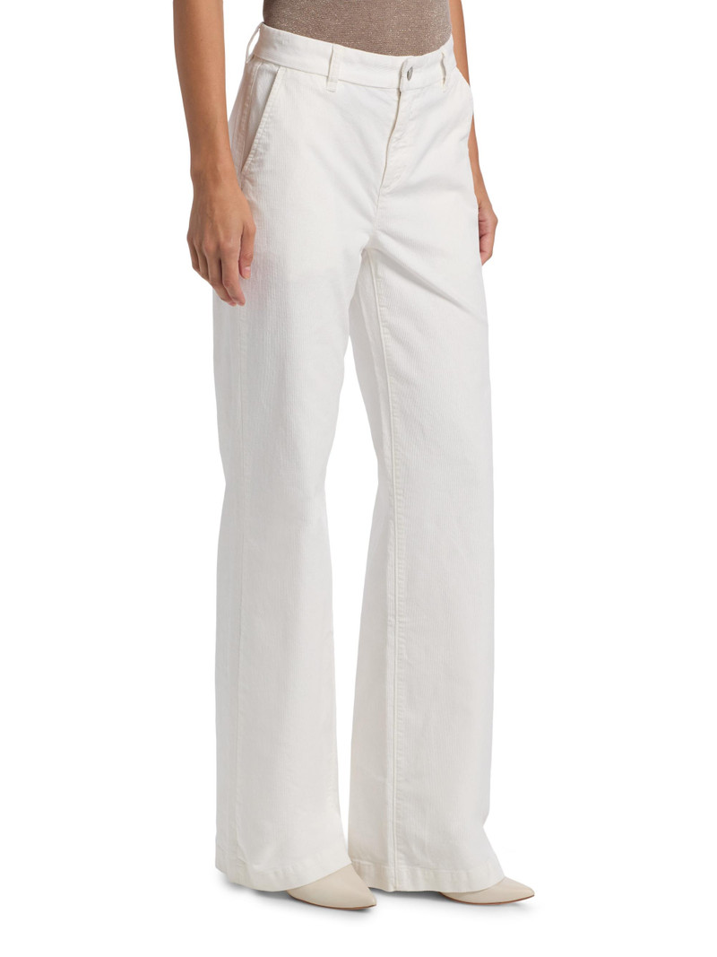 Women's Hannah Cotton-Blend High-Rise Pants - Ivory 4