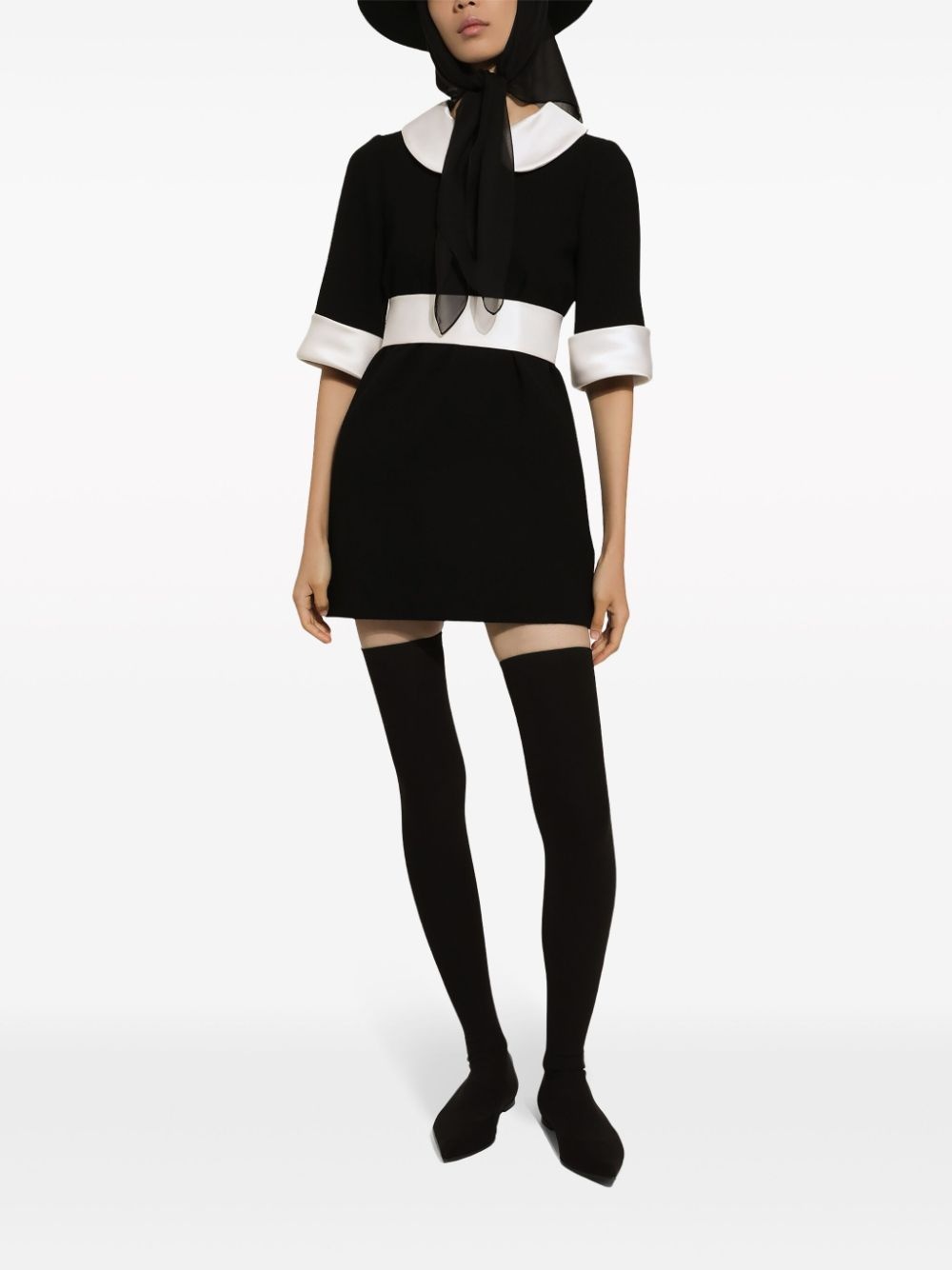 Peter Pan collar virgin wool minidress - 2