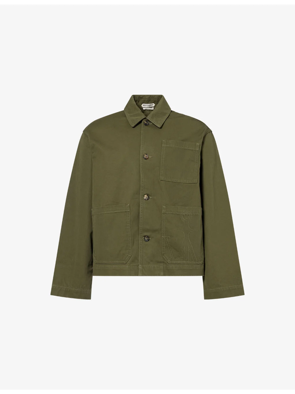 Patch-Pocket Leather-Patch Cotton Jacket - 1