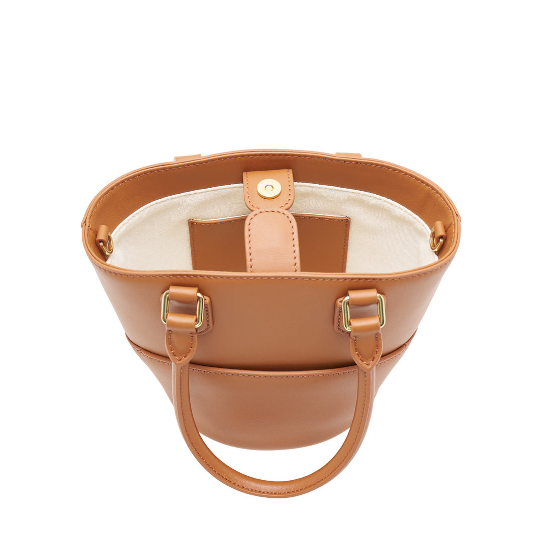 Tan Leather Charm Tote Bag - 3
