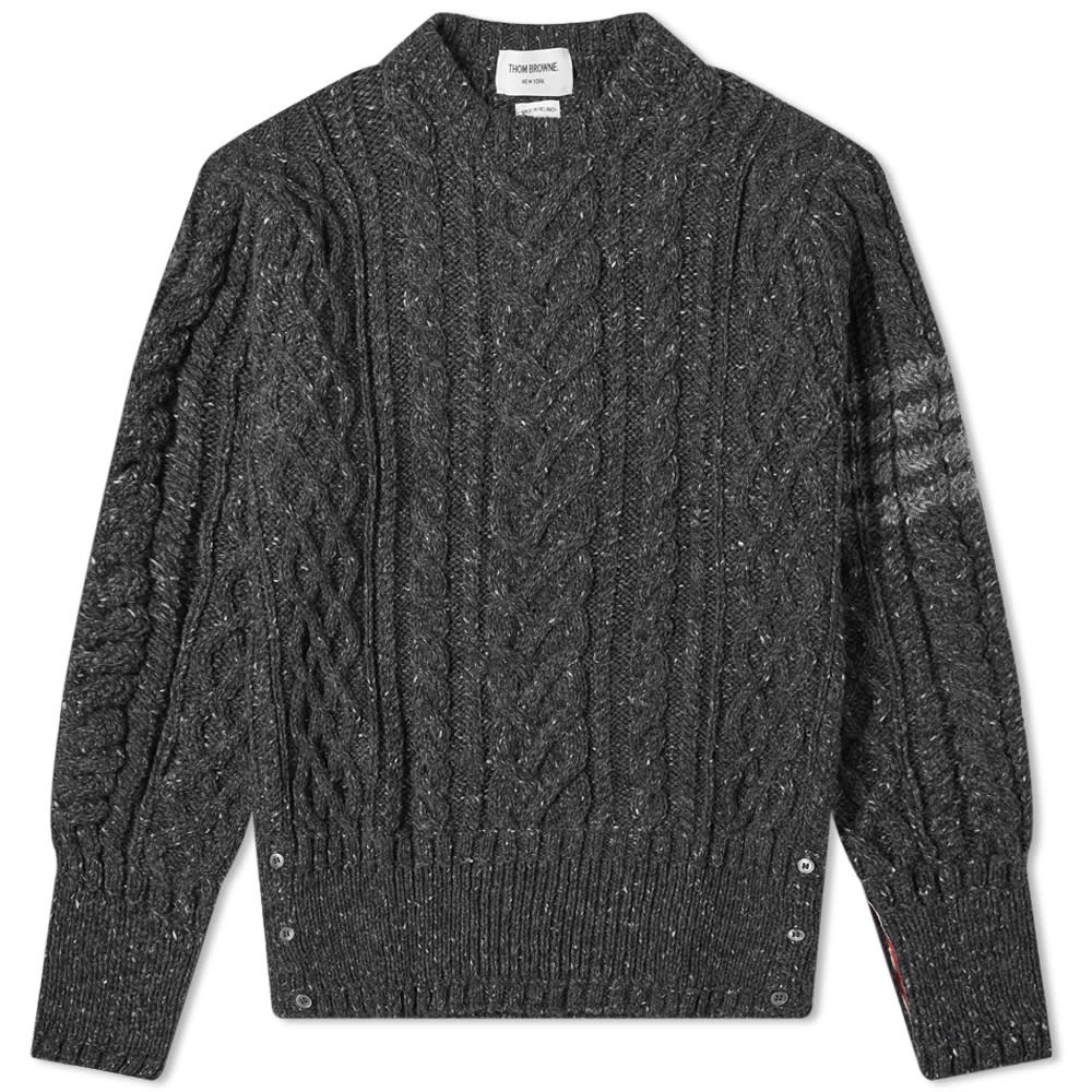 Thom Browne 4 Bar Aran Cable Crew Knit - 1