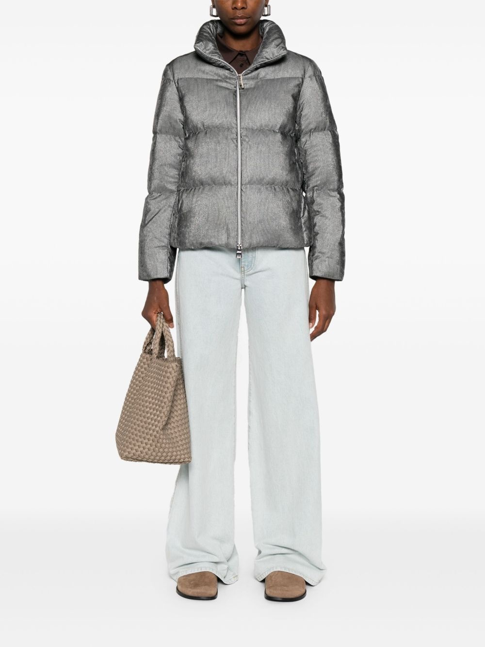 metallic-effect quilted jacket - 2