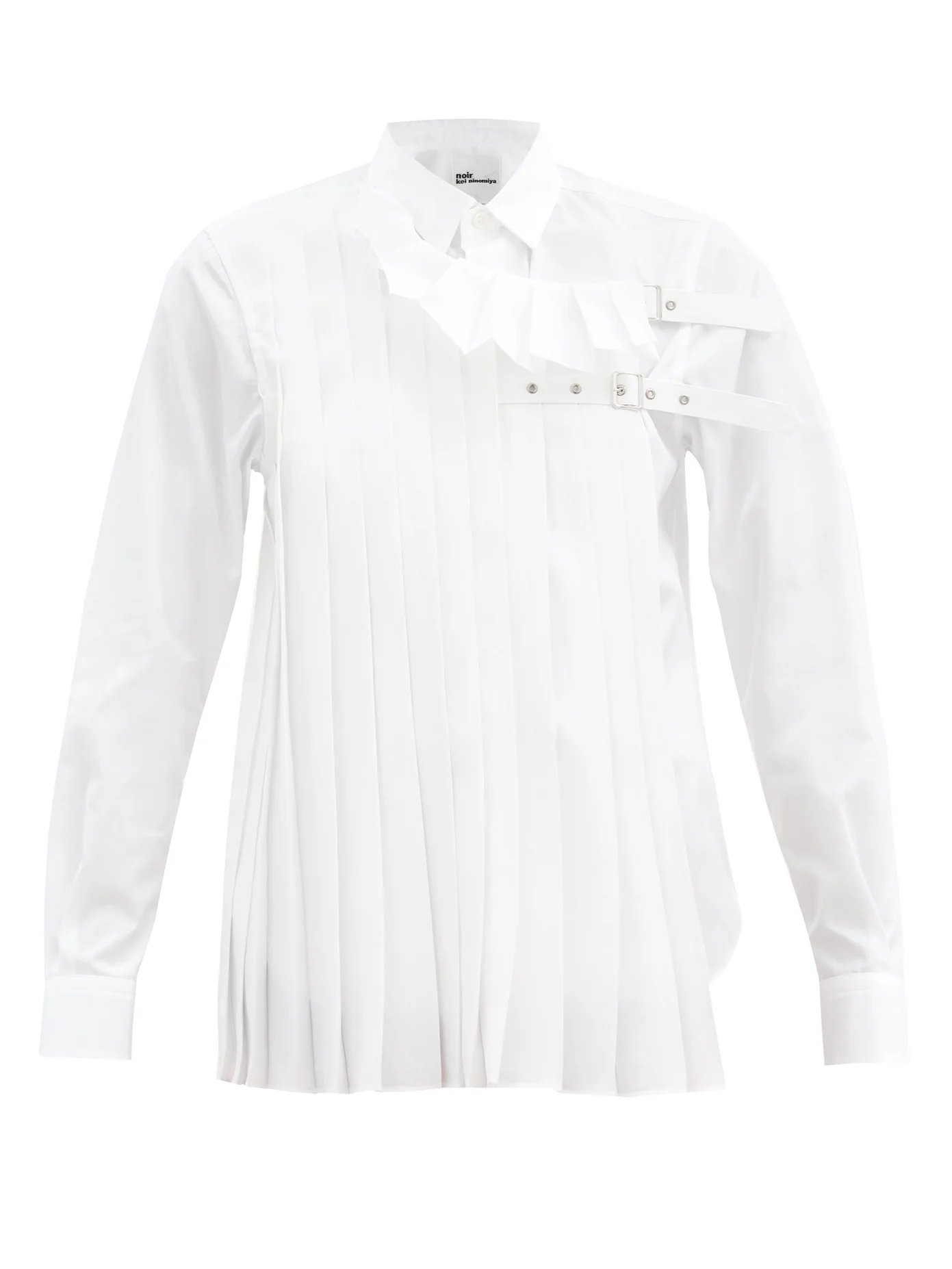 Pleated & buckled-strap cotton-poplin shirt - 1