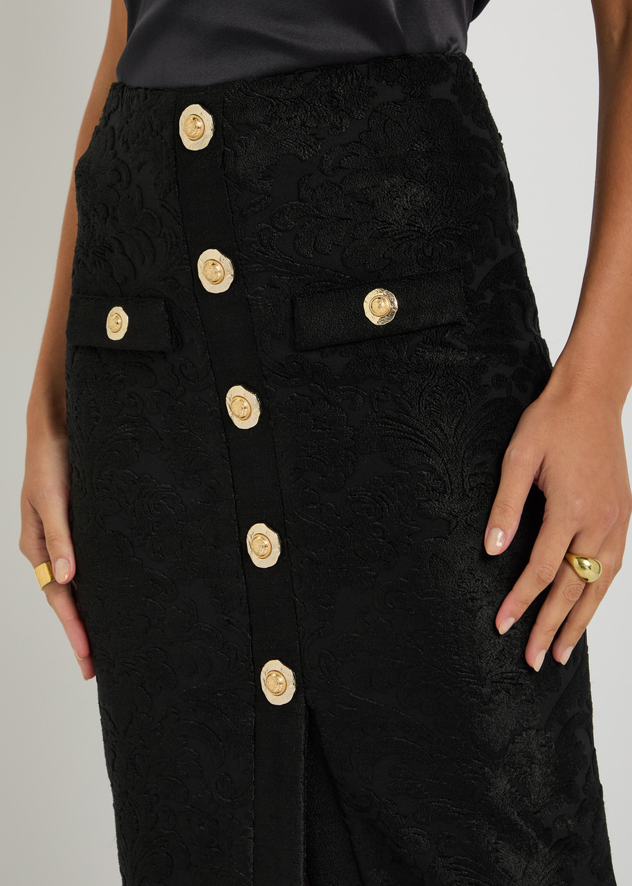 Balmain Embellished Flocked Terry Midi Skirt - 5