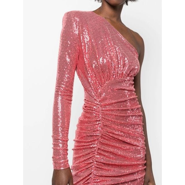 Pink one-shoulder sequined short dress Ella - 5