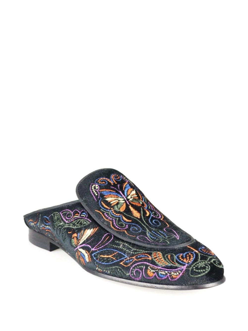 Papillon embroidered velvet slippers - 2
