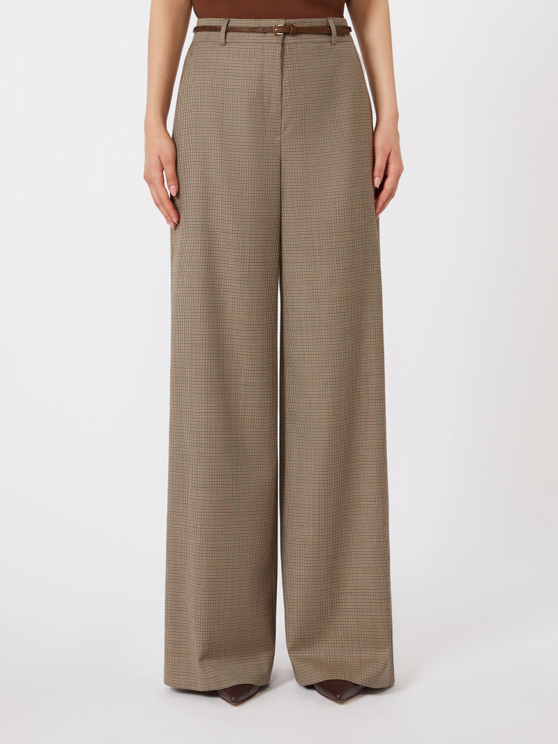 CICALA Patterned wool wide-leg trousers - CARAMEL 3