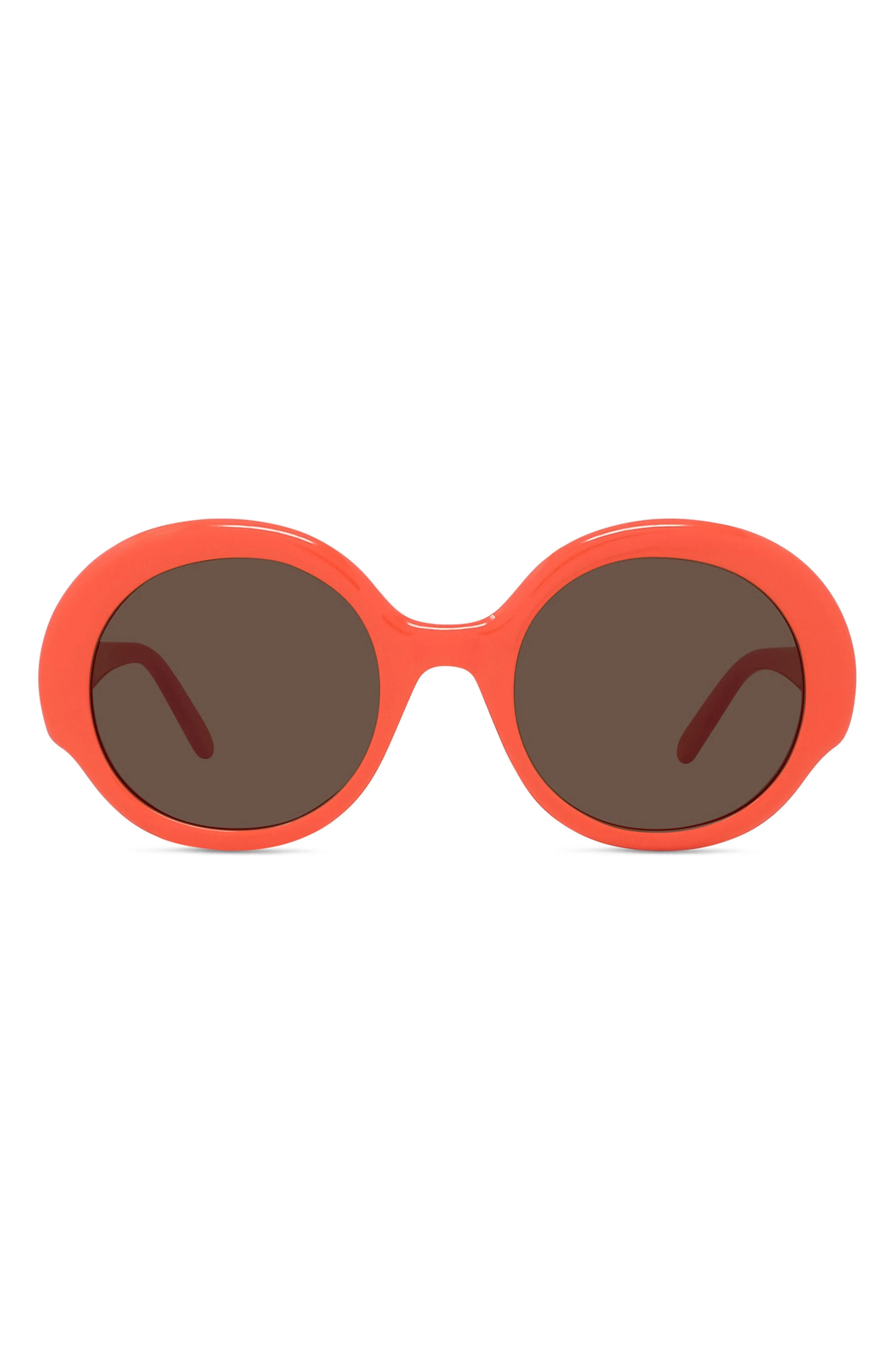 Loewe Thin 52mm Round Sunglasses in Shiny Orange /Brown at Nordstrom - 1