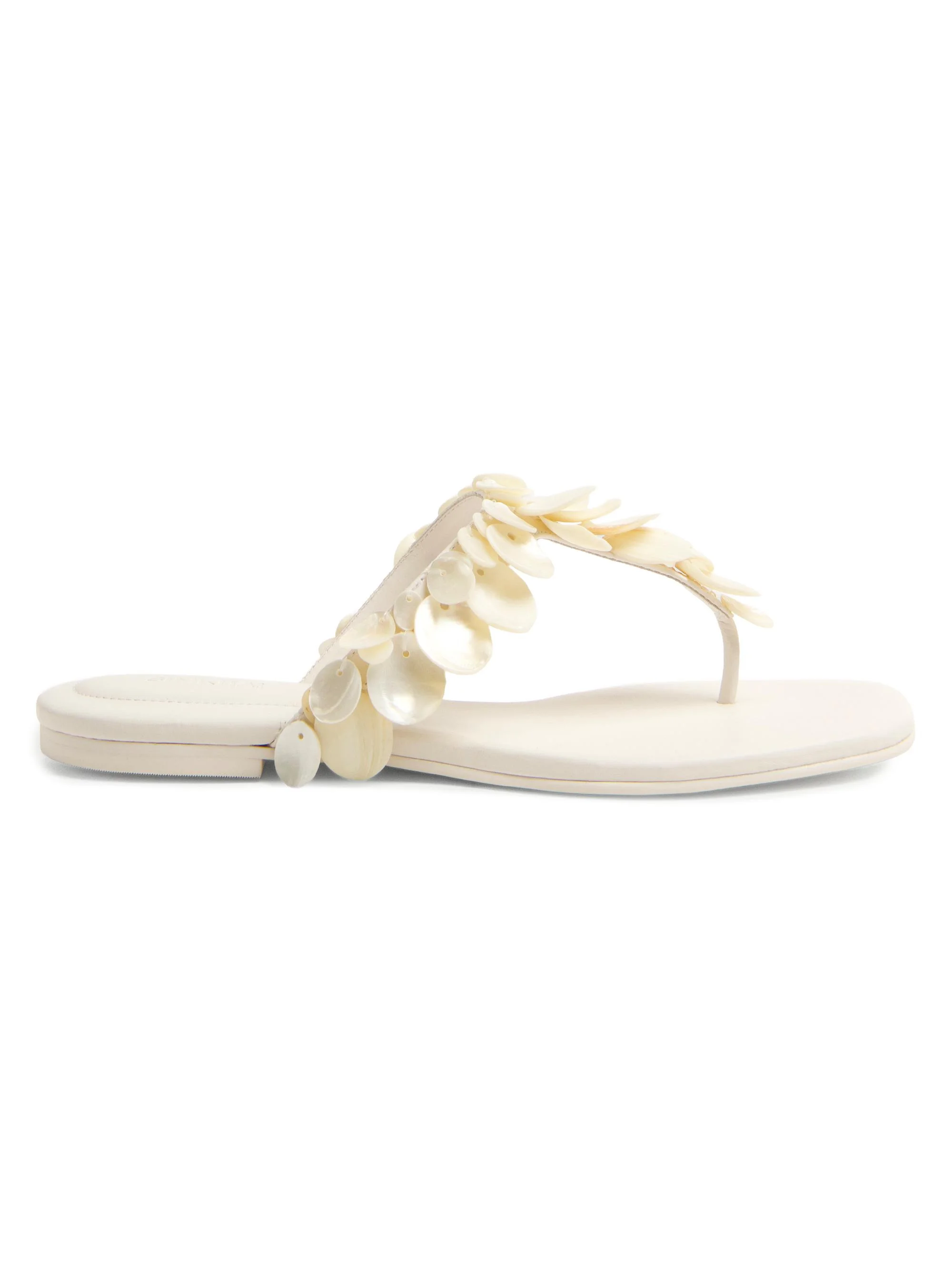 Women's Elin Shell-Beaded Leather Sandals - Alabaster - 1