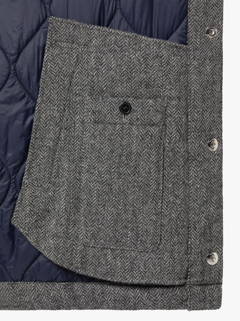 TEEMING GREY HERRINGBONE WOOL QUILTED COACH JACKET 6