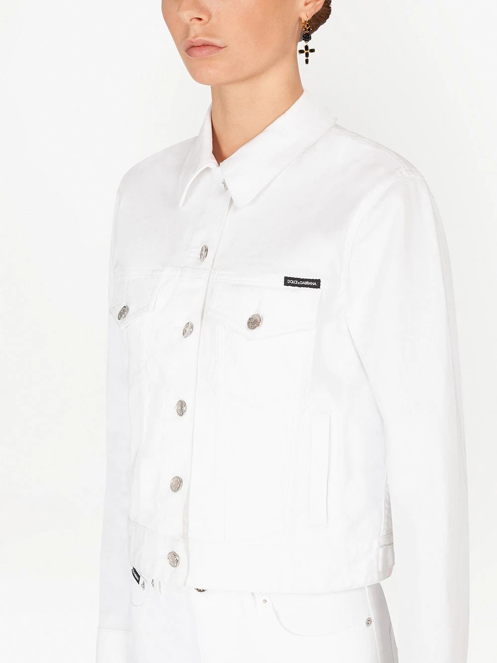 logo-patch buttoned jacket - 5